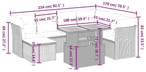 8 részes bézs polyrattan kerti ülőgarnitúra párnával