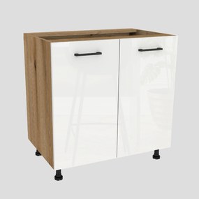 Konyhaszekrény alsó 80 Capri korpusz tölgy Evoke front fehér akril fényes