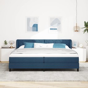 Boxspring Ágy Matrac Kék 200x200 cm Szövet