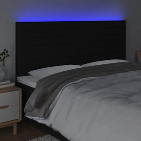 fekete szövet LED-es fejtámla 180x5x118/128 cm