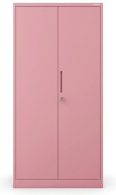 Fémszekrény otthoni irodába JAN, 900 x 1850 x 400 mm, Fresh Style: púderrózsaszín