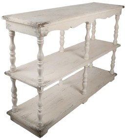 Erősen antikolt fehér fa polcos konzolasztal Clayre & Eef