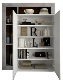 LENOR szekrény, fehér/betonhatású szürke