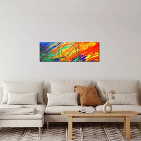 Kép - Színes absztrakció (órával) (90x30 cm)