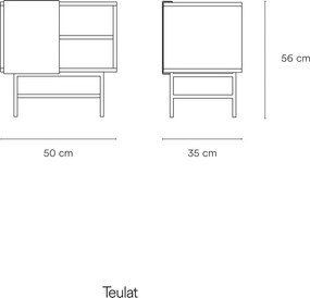 Bézs-krémszínű matt éjjeliszekrény Nube – Teulat