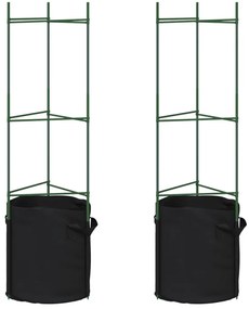 2 db acél és PP paradicsom ketrec növényzsákkal 116 cm
