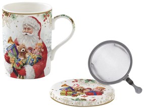 Santa is Coming porcelán szűrősbögre tetővel, 350ml, díszdobozban