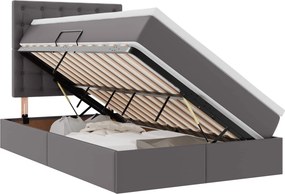 vidaXL Tárolós Ágy matracmal fejtámlával Szürke 120 x 190 cm Műbőr