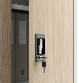 Fém iratszekrény ALEX, 450 x 1850 x 400 mm, Eco Design: fehér/ sonoma tölgy