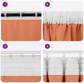 Függönyök függönyökkel 2 pcs Terrakotta 260x140cm Poliészter