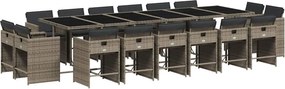 vidaXL 17 részes szürke polyrattan kerti étkezőgarnitúra párnával