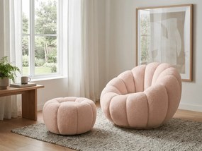 Design fotel BLOOM lábtartóval, világos rózsaszín