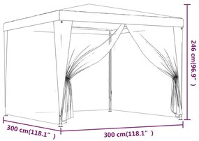 zöld HDPE rendezvénysátor 4 hálós oldalfallal 3x3 m