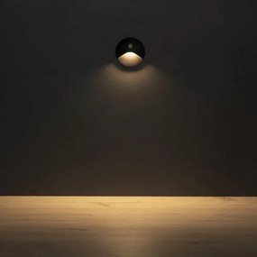Kanlux 39124 - LED lépcsőlámpa érzékelővel EXIN 2,5W/230V 3000K IP65 fekete, kerek