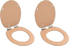 vidaXL 2 db bambuszmintás MDF WC-ülőke lassan csukódó fedéllel
