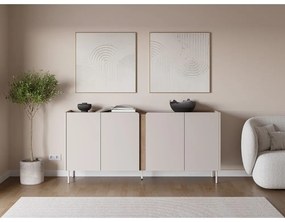 Krémszínű-natúr színű komód tölgyfa dekorral 180x82x40 cm Lucile – Marckeric