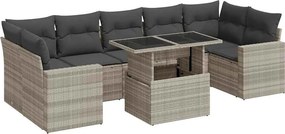 vidaXL 8 részes világosszürke polyrattan kerti ülőgarnitúra párnával