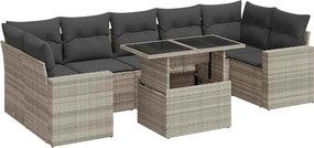 vidaXL 8 részes világosszürke polyrattan kerti ülőgarnitúra párnával