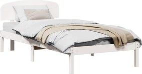 vidaXL Ágykeret fejtámlával Fehér 90 x 200 cm Tömör fenyőfa