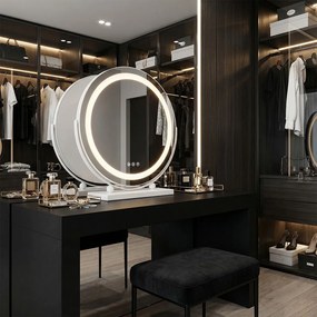Rea MAKE-UP, kozmetikai LED tükör 40 cm, fehér keretben, álló, HOM-12019