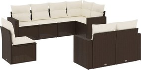 vidaXL 8 részes barna polyrattan kerti ülőgarnitúra párnákkal