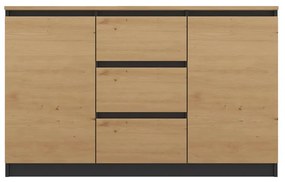 Riano MIX 2D3S/BA komód, 120x75x40 cm, antracit-tölgy (tölgy komódtetővel)