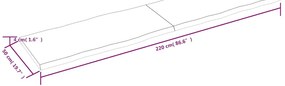 világosbarna kezelt tömör asztallap 220x50x(2-4) cm