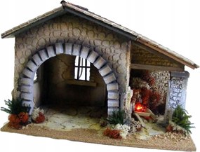 Betlehem megvilágított tábortűzzel, 12-13cm-es figurákhoz