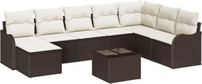vidaXL Kerti Kanapé Szett párnával 9 pcs Barna Poli rattan