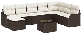 vidaXL Kerti Kanapé Szett párnával 9 pcs Barna Poli rattan