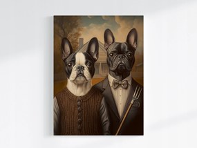 Canvas Vászonkép Portré Francia Bulldog American Gothic 60x80