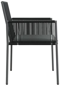 2 db fekete polyrattan kerti szék párnával 54 x 60,5 x 83,5 cm