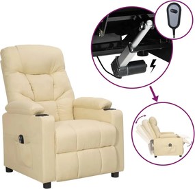 vidaXL krémszínű szövet elektromos dönthető fotel