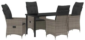 vidaXL Kert étkező szett párnával 5 pcs Szürke polirattan