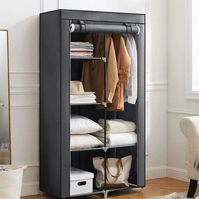 Összecsukható szövet ruhásszekrény, mobil gardrób, 88x45x 70 cm, szürke