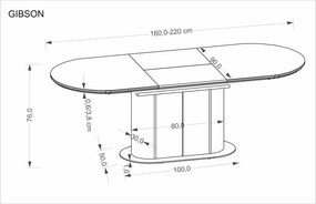 Gibson bővíthető étkezőasztal 160-220cm