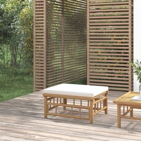Bambusz kerti lábtartó krémfehér párnával