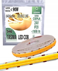 Cob Led Szalag 24V szuper erős 18w/m 1800 lm/m Neon vonal Double meleg 5M