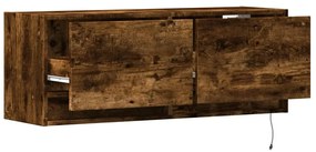 füstös tölgy színű fali TV-szekrény LED-ekkel 100x31x35 cm