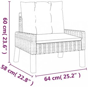 4 részes polyrattan és tömör fa kerti ülőgarnitúra párnákkal