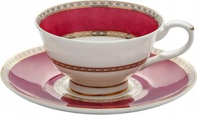 Porcelán csészealj, rózsaszín-fehér