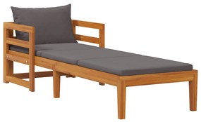 vidaXL sötétszürke tömör akácfa napozóágy párnákkal