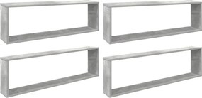 vidaXL 4 db betonszürke szerelt fa fali polc 100 x 15 x 30 cm