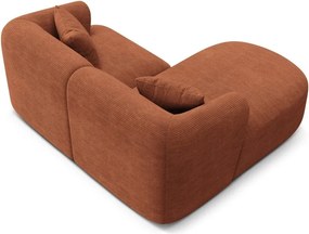 Terrakotta színű kordbársony sarokkanapé (bal oldali-heverő résszel) Campi – Cosmopolitan Design