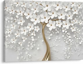Fehér fa virágokkal képe (70x50 cm)