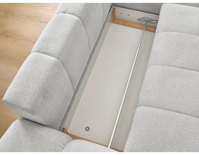 Világosszürke zsenília kinyitható-tárolóhelyes sarokkanapé (jobb oldali-heverő résszel) Everest – Bobochic Paris