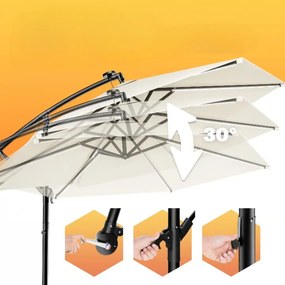 Deuba LED napernyő Mali Ø350 cm - krém