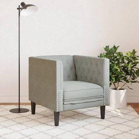 világosszürke bársony Chesterfield kanapéfotel