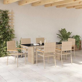 Kert étkező szett 7 pcs Bézs 190 x 80 x 75 cm polirattan