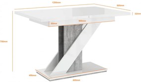 Maasix WGS magasfényű bővíthető 6-8 személyes étkezőasztal Fehér